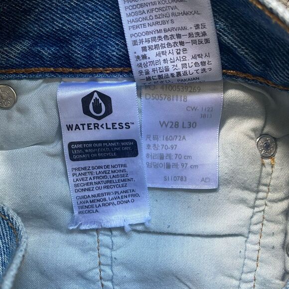 Levi's 501 Skinny Ripped Jeans Men 28x30 Button Fly Blue Distressed Punk Grunge - Picture 10 of 13